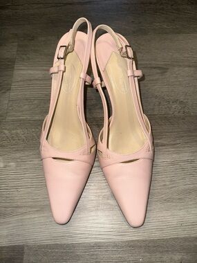 Talbots Pale Pink narrow Pointed-Toe Slingback Heels 8N